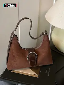 Women's New Suede PU Shoulder Bag, Fashion Zipper Closure Half Moon Bag, Suitable for Office Commuting Shopping Parties, Hobo Purse, Chic Bag
