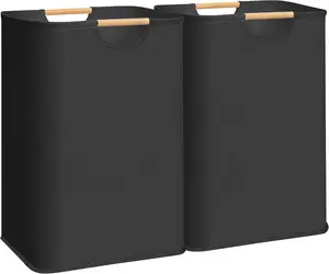 2-Pack Large Laundry Hamper, 80L (21.1 Gal) Collapsible Laundry Basket with  Handles, Freestanding  Clothes Hamper for Laundry Room, Bedroom, Dorm, Towels, Toys, Black