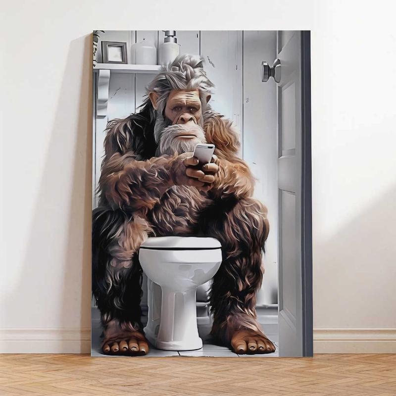 Funny Sasquatch Canvas Art Print Poster, Creative Design, Perfect for Home and Office Decoration, Bedroom/ living Room/ kitchen/ bathroom Wall Decoration Painting