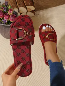 Women's Fashion Casual Thick Sole Platform Wedged Sandals, Summer Outdoor Beach Slippers, All over Print Textile Shoes, Flatform
