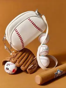 Leather Vintage Fashion Baseball Style Shoulder Bag, Zipper Strap Crossbody Bag, Trendy Single Shoulder Handbag for Women, Crossbody Shoulder Purses