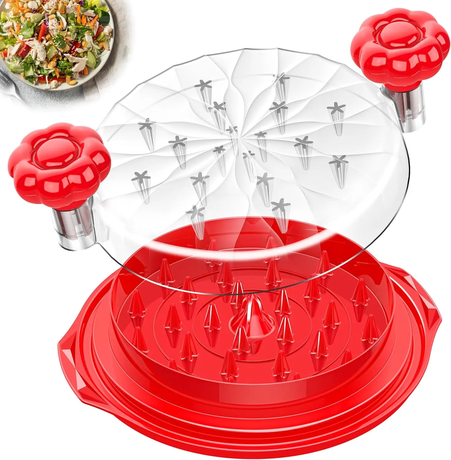 Chicken Shredder 8 Inches, Chicken Breast Shredder Tool, Cooked Meat Shredder With Clear Lid, Ergonomic,Anti-Slip Strip, Ergonomic Handle