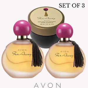 AVON Far Away Eau de Parfum 1.7 fl oz (2 units) & Skin Softener 5 oz Set of 3. Floral Oriental Fragrance for Daily Use