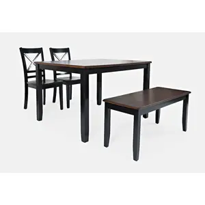 Asbury Park Solid Wood Farmhouse Four Piece Dining Set with Bench
