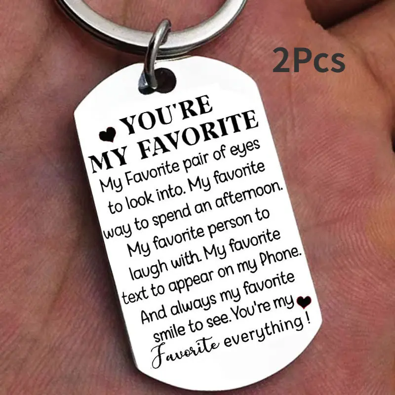 Couples Keychain Set, 2-Piece Romantic Engraved Heart Pendants, Cute Boyfriend Gifts for Anniversary & Birthday Gifts for GF, Gifts For Boyfriend