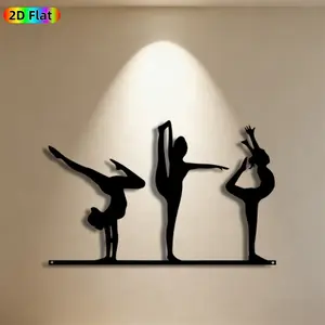1pc Gymnast Silhouette Metal Wall Art Gymnast Statue Mural, Ideal Gift for New Year, Christmas, Gymnastics Enthusiasts, Rust-Resistant Metal Wall Decor Wall Sculptures, Perfect for Home Wall & Garden Fence Gymnastics Decor Enthusiasts