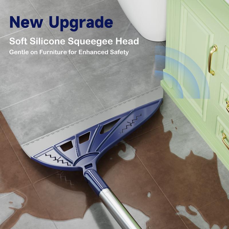 Magic Air Silicone Broom Sweeper Navy Blue Household Squeegee for Floor Cleaning Bathroom Pet Hair Broom Brush Set with Handle Multifunctional Cleaning Tool