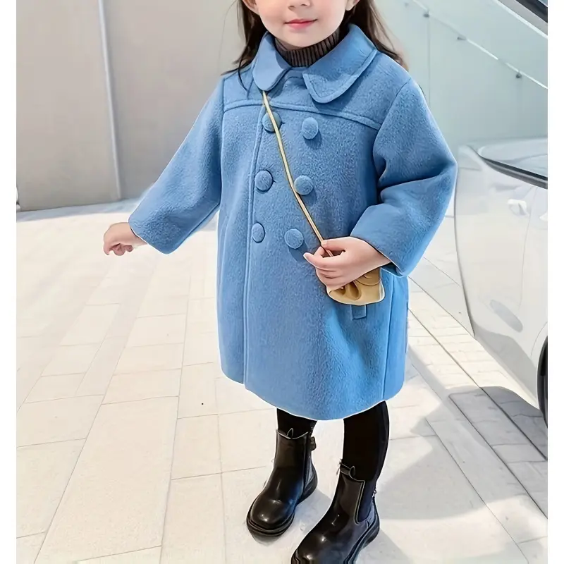 Winter Coat  Toddler Girls - Fancy Double Breasted Elegant Long Sleeve Peacoat - Kids Clothing - Soft Fleece Lining -  Fall & Winter - Perfect Gift  Birthday & Holidays for