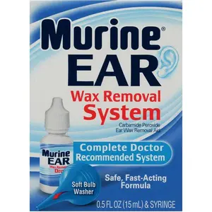 Murine Ear Wax Removal System | Complete Doctor Recommended System | 0.5 Ear Wax Removal Drops + Soft Bulb Washer