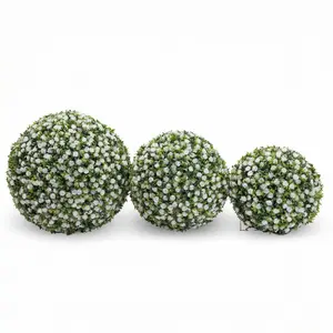 Garvee Decorative 38.1 cm Spheres, Set of 2, Artificial Topiary Balls for Outdoor and Indoor Use, Patio, Garden, Wedding Decoration, White Color