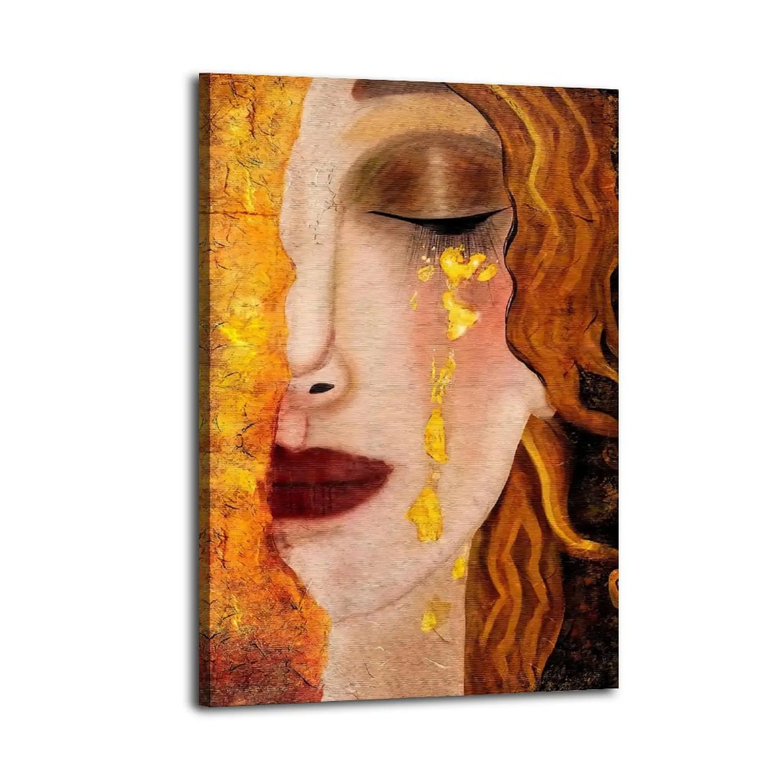 Gustav Klimt Tear Artistic Frameless Canvas Poster, Home Decor Ornaments for Living Room & Bedroom, Modern Gift for Family Home Supplies Wall Art