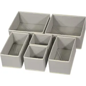 Foldable Cloth Storage Box Closet Dresser Drawer Organizer Fabric Baskets Bins Containers Divider with Drawers for Clothes, Underwear, Bras, Socks, Lingerie, Clothing, Set of 6