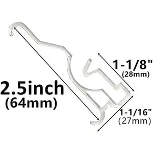 Valance Clips 12pcs 2.5" Clear Plastic Hidden Retainer Holder Installation Bracket for 2inch Horizontal Wood and Faux Wood Blinds with a 2-1/2" (64mm) Arc-Shaped Slat