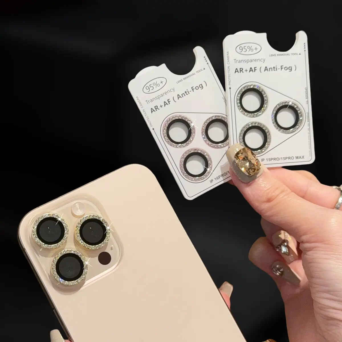 Crystal Diamond metal lens film for iPhone 16 Pro Max 15 14 High definition Tempered glass phone lens protector phone accessories compatible with iPhone