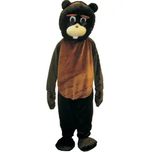 Men's Black Uniform Plush Beaver Mascot Suit - 473-XL Extra Large Halloween Jumpsuit with Shoes, Flame Clothes for Menswear Special Occasion Costume Accessory