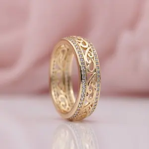 A Women's Openwork Floral Ring Set with Synthetic Zircon—Stylish and Unique Jewelry Crafted Exclusively for Women. Engagement wedding ring
