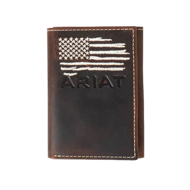 Ariat Distressed American Flag Trifold Wallet A3553934