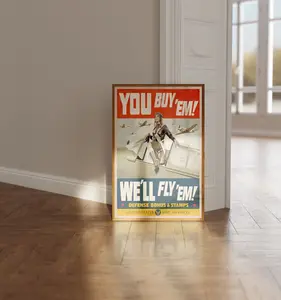 You Buy 'Em We'll Fly 'Em! Vintage World War II Poster, ww2, Propaganda Poster, Wall Art, Air Force, Poster No Frame