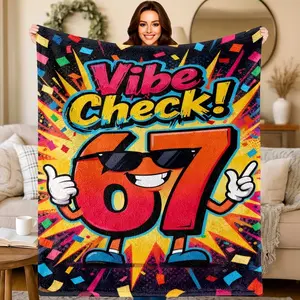 Six-Seven Print Blanket, 100% Flannel Throw, Contemporary Style, Soft Comfortable, Travel Sofa Bed, Office Home Decor, Birthday Gift