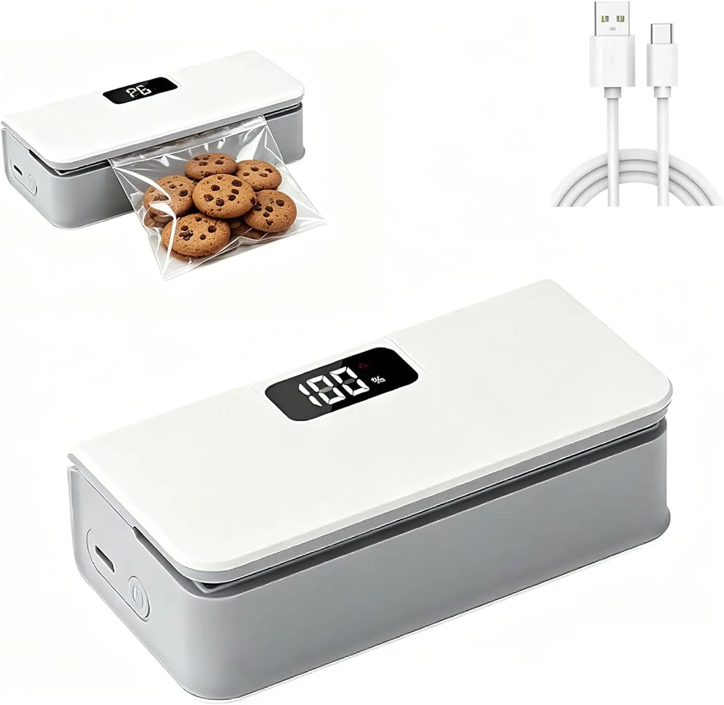 USB Rechargeable Portable Bag Sealer 4 in 1 Mini Sealing Machine with Built In Cutter Magnetic Design Bottle Opener for Snacks Coffee Food Storage Pet Supplies