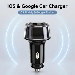 Car Charger with Find My & Find Hub, USB C Fast Charger Vehicle Tracker for iPhone  & Android, Dual Port Car Cigarette Lighter Adapter with Anti-Theft Locator