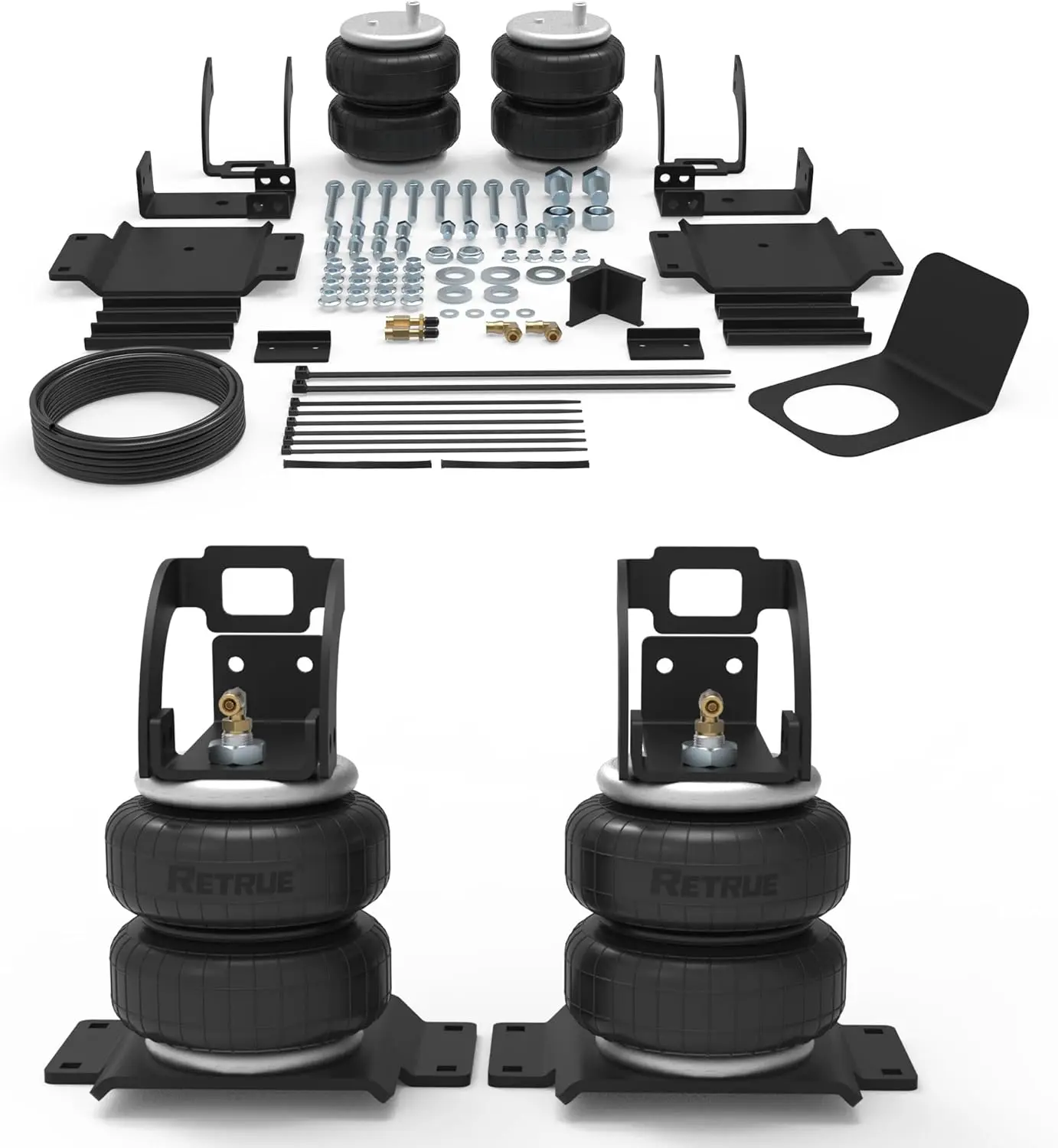 RETRUE Rubber Rear Air Bags Suspension Kit - Automotive Car Supplies Pickup Truck Accessory, Pre-Drilled, 5000 Lbs Load Leveling, OEM/Firestone 2407 Replacement for 2005-2023 Toyota Tacoma Prerunner 2WD/4WD Pickups Towing Parts with Tubing & Nuts, Pickup