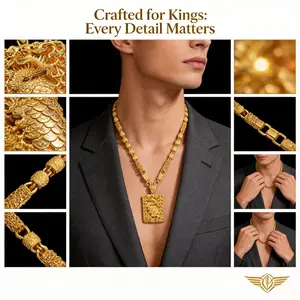 Gold-plated fashion dragon totem pendant necklace for men, lucky charm; men's Chinese religious protective jade ornament, auspicious jade pendant amulet, feng shui jewelry.