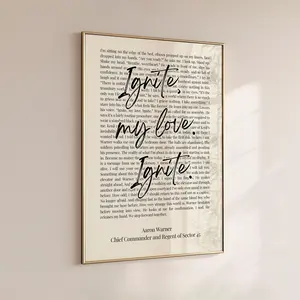 [Unframe] [Free ship] Shatter Me, Ignite My Love, Aaron Warner Art Quote Print, Juliette Ferrars, Booktok Merch, Shatter Me Quote, Tahereh Mafi