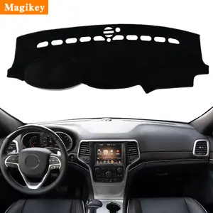 Magikey For JEEP Grand Cherokee 2010-2022 Car Dashboard Sunshade Mat - UV Protection, Anti-Glare, Material, Front Mount Velcro, Black