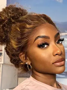 Highlight Invisi-Strap 360 Full Lace Wig Human Hair Ombre 4/27 Pre Plucked Deep Curly Lace Wig Colored 360 Lace Frontal Wig Frontlace Glueless Wig