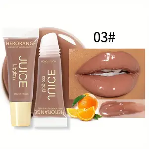 HERORANGE Natural Long-Lasting Moisturizing Radiant Mirror Lip Gloss Fruity Scent Lip Oil Plump Lips Watery Gloss Lipstick 6 Colors Available Travel and Portable Suitable for All Seasons
