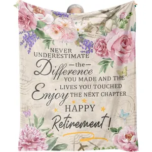Retirement Gift for Woman, Retirement Blanket for Women/Men, Farewell Gifts for Coworkers, Going Away Goodbye Present for Mom Teacher Nurse Throws Blankets 60"x50"