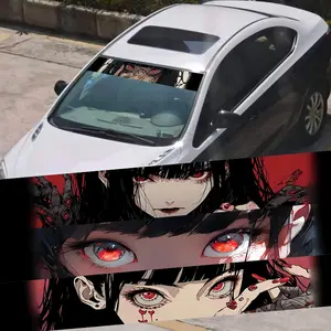 1PC Fashionable Girl Stare-Kill JDM Car Sticker Waterproof, Durable, High Quality Suitable for Cars, Trucks, SUVs Creative Decoration for Front Windshields and Rear Bumpers Compatible with Smooth Metallic Surfaces
