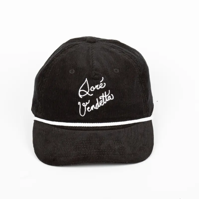 Dore Vendetta Black Corduroy Rope Hat - High Front Profile, Stylish Casual Design, Unisex Fit Daily Wear Fashion Accessory