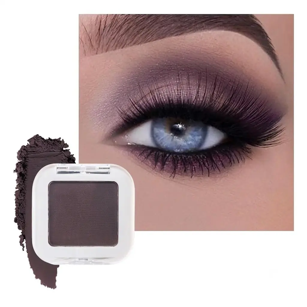 Smokey Plum Single Eyeshadow Makeup, Purple Neutral Powder Matte Eye Shadow for Older Women, Monochrome Eye Shadow Palette Pigmented Waterproof