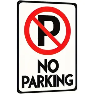No Parking Sign Poster Board, 1pc 12x8 inch Frameless Iron Vintage Metal Tin "No Parking" Decorative Sign for Home, Bar, Restaurant & Parking Lot Decor