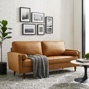 Modway Valour Leather Sofa in Tan Modway Valour Leather Sofa in Tan