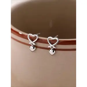 Elegant S925 Silver Heart Shape Earrings Set, Simple Sweet Stud Design, Perfect Gift for Women, Ideal for Daily Wear & Special Occasions, Ear Studs