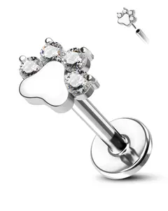 COCHARM G23 Titanium Threadless Dog Paw Print Helix Conch Lip Stud