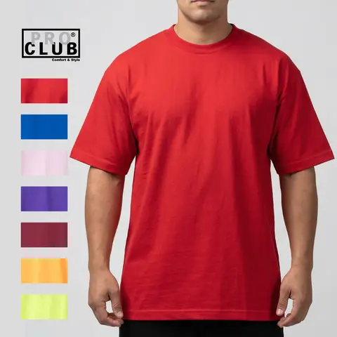 Pro Club Men's Soft Classic Comfort Cotton Short Sleeve T-Shirt - 5.8oz Midweight 100% Natural USA Cotton Fabric, Relaxed Fit, Durable Reinforced Stitching, Casual Athletic Outerwear Top