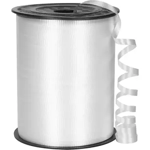 500 Yard White Crimped Curling Ribbon for Gift Wrapping, Balloon String, Curly Gift Ribbon for Birthday, Baby Shower, Christmas