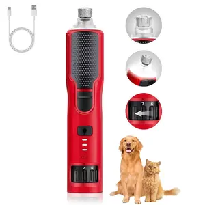 7-Speed Dog Nail Grinder with LED Light – Rechargeable USB Pet Nail Trimmer for Dogs, Quiet Low Vibration Electric Grinder for Safe & Painless Grooming