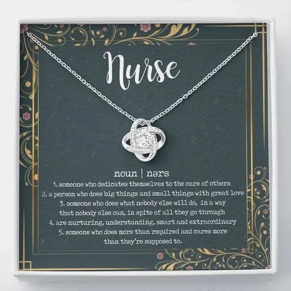 Lovely Gift For Mom Nurse Noun Love Knot Necklace, Nurse Gifts for Women, RN Gifts for Nurses, Gift for Practitioner, Graduation, School Nurse, Registered Nurse