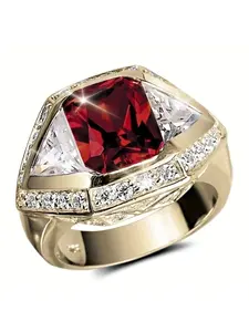 Men's Luxury Elegant Side V-Shaped Zircon Ring, Wedding Engagement Party Jewelry Gift, Fashionable Men's Accessory