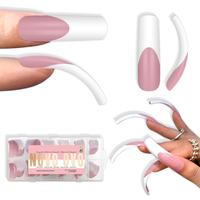 XXL Curved Square White French Tip Nail Tips