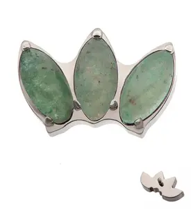 Empress Triple Aquamarine Stone Internally Threaded Titanium Top