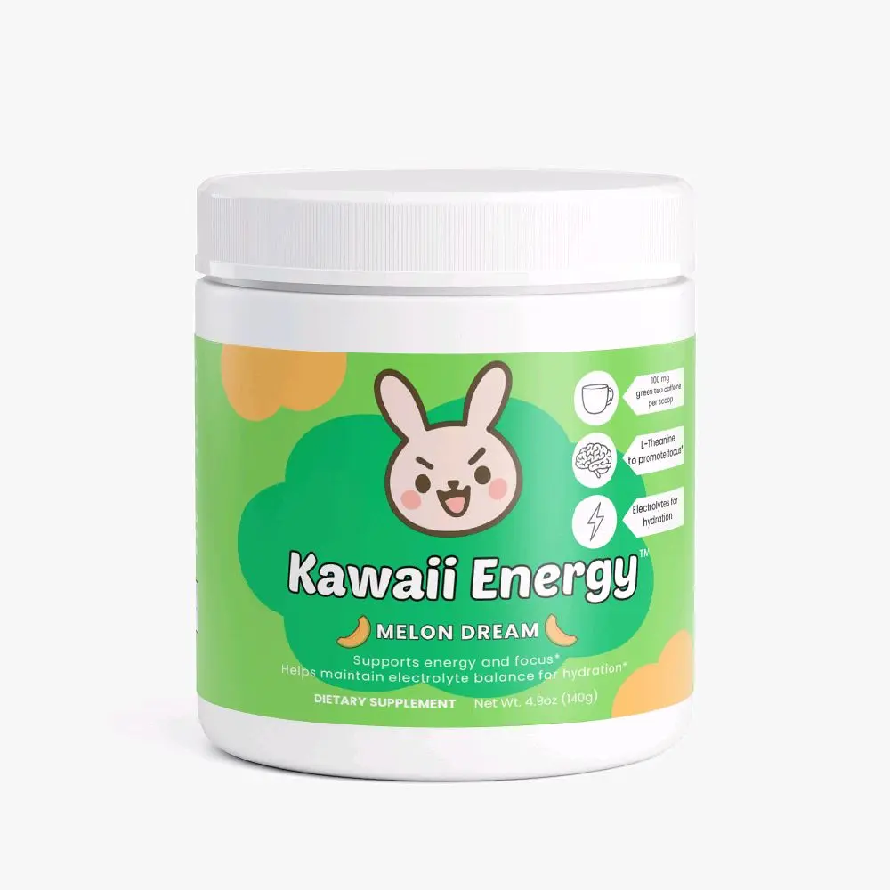 Kawaii Energy Melon Dream Energy Powder - Supports Energy and Focus, Maintains Electrolyte Balance, 4.8 oz