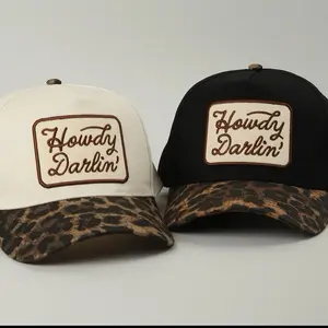 Howdy Darlin’ Embroidered Leopard Brim Trucker Hat