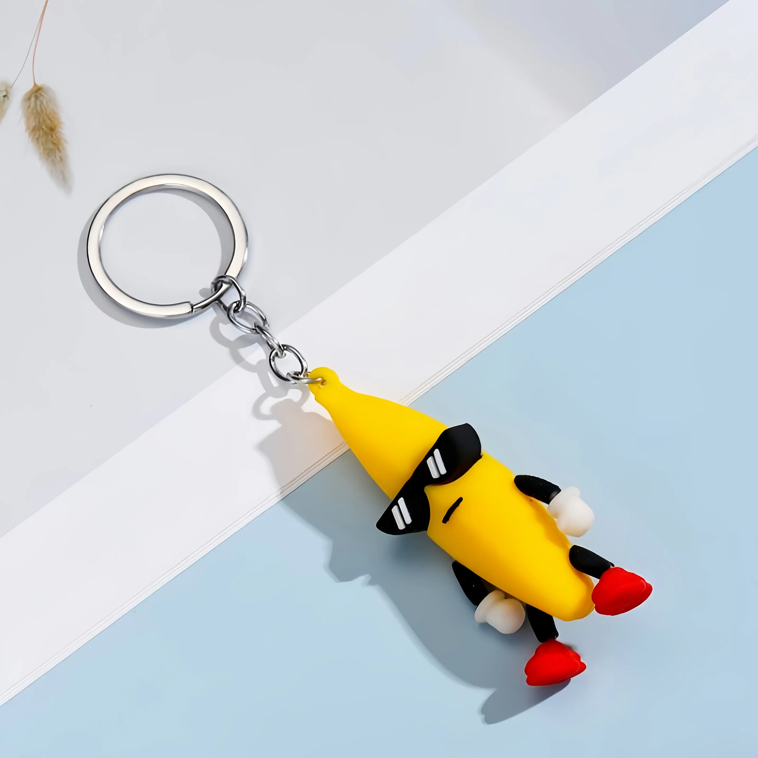 Banana Keychain Cute Soft Rubber Bag Charm for Men and Teens, Funny Backpack Pendant Gift, 1 or 3 Pack