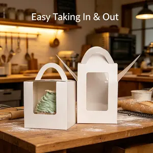 60 Pack Individual Cupcake Boxes with Window – 3.6x3.6x4.3 Inch Disposable White Bakery Boxes, Sturdy Cupcake Containers for Home Bakers, Birthday Parties, Weddings, Cookie & Treat Holders